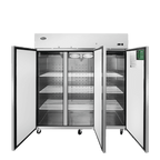 Atosa MBF8003GR three-door reach-in freezer, doors open