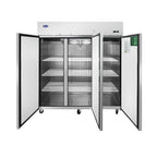 Atosa MBF8006GR three-door refrigerator, doors open