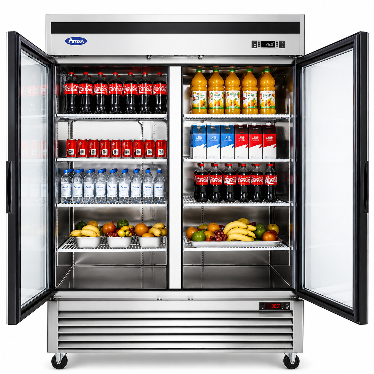Atosa MCF8707GR 2-Door Glass Reach-In Refrigerator