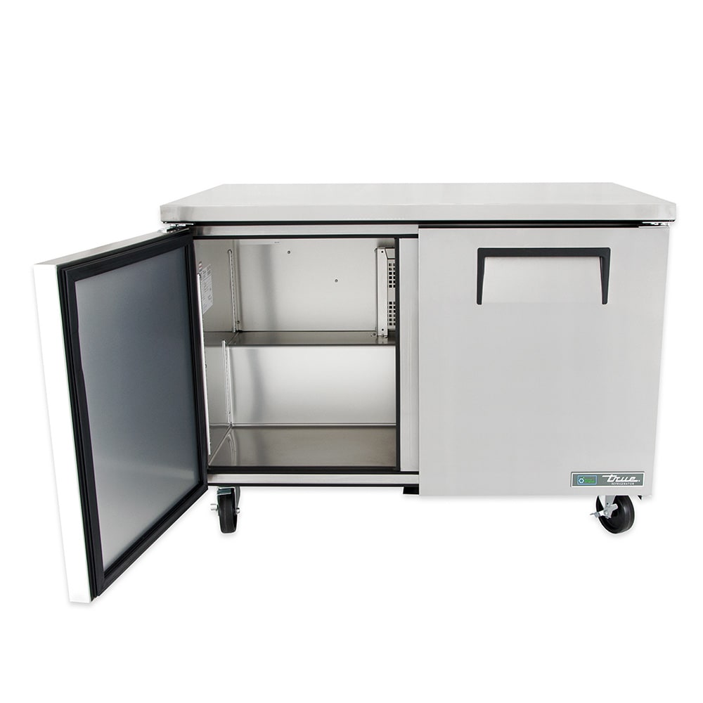 True TUC-48-HC undercounter refrigerator with one door open